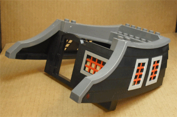 Duplo Boat Aft Cabin with Red Windows and Door Opening