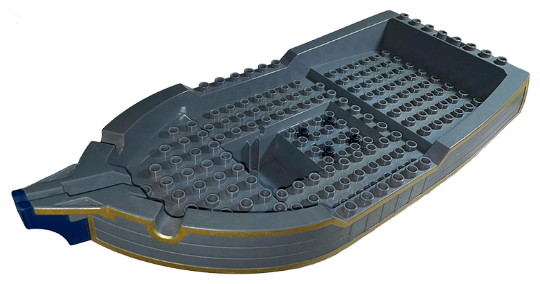 Duplo Boat Hull 12 x 25 Top Section with Gold Trim and Dark Blue Front Pattern