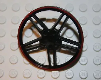Wheel Cover 5 Spoke without Center Stud - 35mm D. - with Red Edge