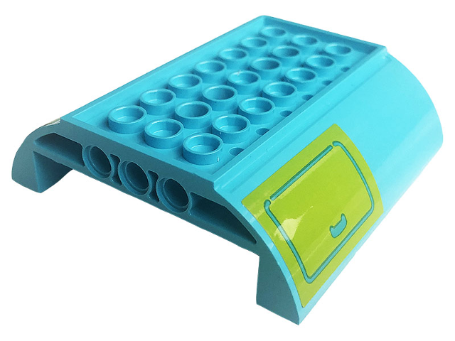 Slope, Curved 8 x 8 x 2 Inverted Double with Medium Azure Hatch with Handle on Lime Background Pattern on Both Sides (Stickers) - Set 41256