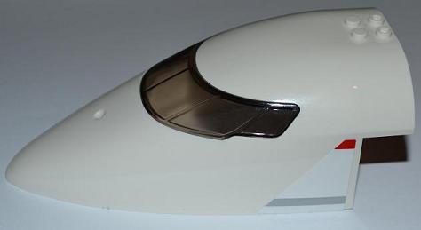 Aircraft Fuselage Forward Top Curved 8 x 16 x 5 with Trans-Brown Glass with Red and Silver Lines Pattern on Both Sides (Stickers) - Set 3182