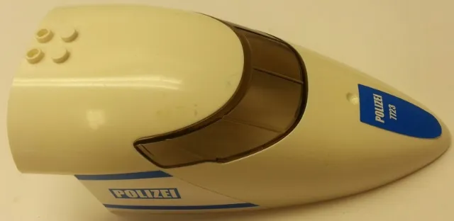 Aircraft Fuselage Forward Top Curved 8 x 16 x 5 with Trans-Brown Glass with Blue 'POLIZEI' and Stripes Pattern on Both Sides (Stickers) - Set 7723