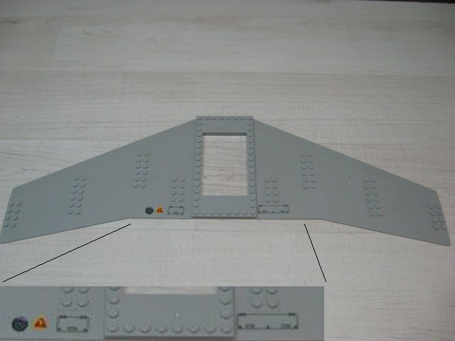 Wing Plate 20 x 56 with 6 x 10 Cutout and No Holes with Filler Cap, Warning Sign and Hatches Pattern (Stickers) - Set 7894