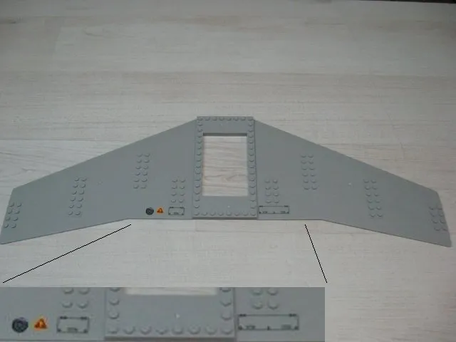 Wing Plate 20 x 56 with 6 x 10 Cutout and No Holes with Filler Cap, Warning Sign and Hatches Pattern (Stickers) - Set 7894