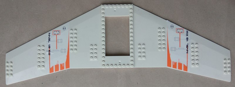 Wing Plate 20 x 56 with 6 x 10 Cutout and No Holes with Orange Stripes, Hatches and 'MX 81  7644' Pattern (Stickers) - Set 7644