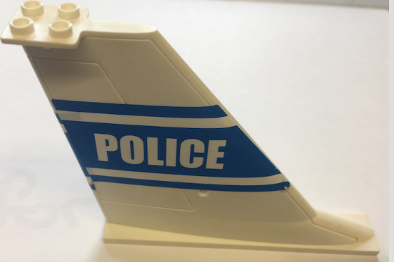 Tail 14 x 2 x 8 with White 'POLICE' and Stripes on Blue Background Pattern on Both Sides (Stickers) - Set 7723