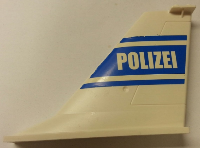 Tail 14 x 2 x 8 with White 'POLIZEI' and Stripes on Blue Background Pattern on Both Sides (Stickers) - Set 7723