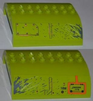 Slope, Curved 8 x 8 x 2 Double with Bolted Panel, 'TMA' and 'DANGER' Pattern (Stickers) - Set 8960