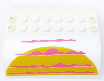 Slope, Curved 8 x 8 x 2 Double with Bright Light Orange Sunset and Dark Pink Clouds Pattern (Sticker) - Set 41429