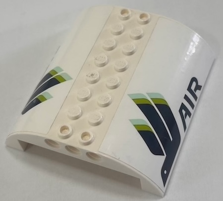 Slope, Curved 8 x 8 x 2 Double with Dark Blue 'AIR' and Bird Logo with Lime and Light Aqua Highlights Pattern on Both Sides (Stickers) - Set 60367