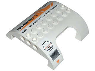 Slope, Curved 8 x 8 x 2 Double with Cutout with Vent and 'RHINO 1 CAP : MILANOVITCH "THE DIGGER"' Pattern Model Left (Stickers) - Set 7699