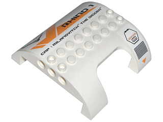 Slope, Curved 8 x 8 x 2 Double with Cutout with Vent and 'RHINO 1 CAP : MILANOVITCH "THE DIGGER"' Pattern Model Right (Stickers) - Set 7699