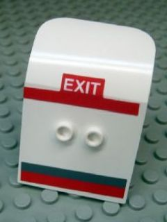 Door 2 x 4 x 6 Curved Aircraft with White 'EXIT' on Red Background and Dark Bluish Gray and Red Stripes Pattern (Stickers) - Set 7894