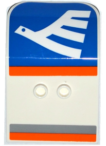 Door 2 x 4 x 6 Curved Aircraft with White Airline Bird on Blue Background and Light Bluish Gray and Orange Stripes Pattern (Stickers) - Set 60104
