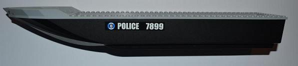 Boat, Hull Unitary 51 x 12 x 6 with Light Bluish Gray Top with 'POLICE 7899' Pattern on Both Sides (Stickers) - Set 7899