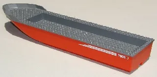 Boat, Hull Unitary 51 x 12 x 6 with Dark Bluish Gray Top with Fire Logo and 7906 Pattern on Both Sides (Stickers) - Set 7906