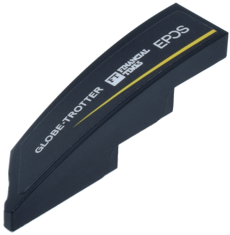 Wedge 4 x 1 Right with White 'EPOS' 'FINANCIAL TIMES' and 'GLOBE-TROTTER' Logo and Yellow Stripe Pattern (Sticker) - Set 77245