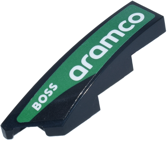 Wedge 4 x 1 Left with White 'BOSS' and 'aramco' Logo on Green Background Pattern (Sticker) - Set 77245