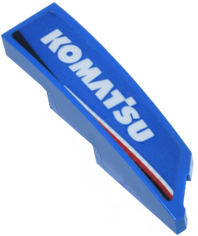 Wedge 4 x 1 Left with White 'KOMATSU' and Black and Red Stripe Pattern (Sticker) - Set 77249