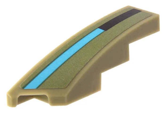 Wedge 4 x 1 Left with Black and Dark Azure Stripe Pattern (Sticker) - Set 76923