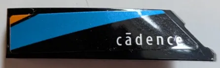 Wedge 4 x 1 Left with Dark Azure and Orange Stripes and White 'cadence'  Pattern (Sticker) - Set 76919
