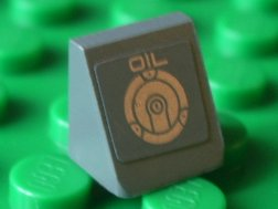 Slope 30 1 x 1 x 2/3 with Filler Cap and 'OIL' Pattern (Sticker) - Set 8647