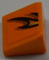 Slope 30 1 x 1 x 2/3 with Flames Pattern Model Right Side (Sticker) - Set 8186