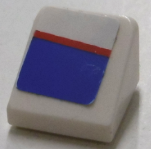 Slope 30 1 x 1 x 2/3 with Red Line on Blue and White Pattern Model Left Side (Sticker) - Set 8125