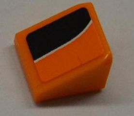 Slope 30 1 x 1 x 2/3 with White Line on Orange and Black Pattern Model Left (Sticker) - Set 8125