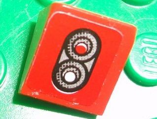 Slope 30 1 x 1 x 2/3 with Red and White Taillights on Red Background Pattern (Sticker) - Set 8656