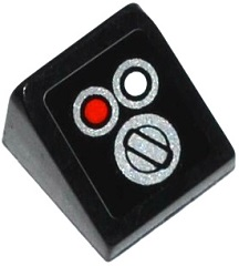 Slope 30 1 x 1 x 2/3 with Red and White Buttons and Switch Pattern (Sticker) - Set 42032