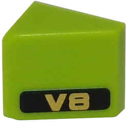 Slope 30 1 x 1 x 2/3 with Gold 'V8' on Black Background Pattern Model Left Side (Sticker) - Set 8147