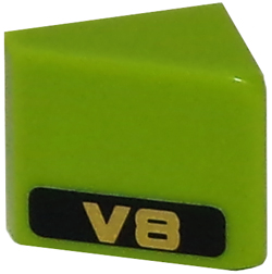 Slope 30 1 x 1 x 2/3 with Gold 'V8' on Black Background Pattern Model Right Side (Sticker) - Set 8147