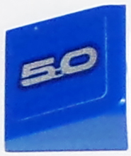 Slope 30 1 x 1 x 2/3 with Silver '5.0' on Blue Background Pattern Model Right Side (Sticker) - Set 75871