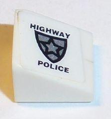 Slope 30 1 x 1 x 2/3 with Police Badge and 'HIGHWAY POLICE' Pattern Model Left Side (Sticker) - Set 8152
