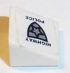 Slope 30 1 x 1 x 2/3 with Police Badge and 'HIGHWAY POLICE' Pattern Model Right Side (Sticker) - Set 8152