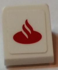 Slope 30 1 x 1 x 2/3 with Red Santander Logo on White Background Pattern (Sticker) - Sets 75879 / 75913