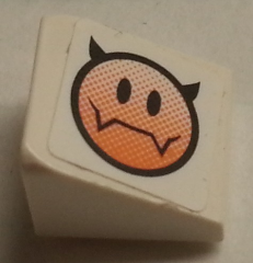 Slope 30 1 x 1 x 2/3 with Evil Smiley Pattern Model Left Side (Sticker) - Set 8154