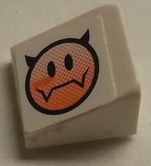 Slope 30 1 x 1 x 2/3 with Evil Smiley Pattern Model Right Side (Sticker) - Set 8154