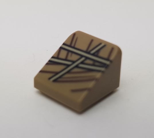 Slope 30 1 x 1 x 2/3 with Cloth, Tan Rope and Straps Pattern 1 (Zongzi in Bamboo)