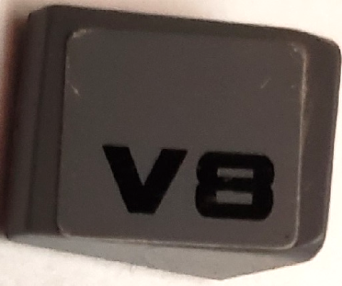 Slope 30 1 x 1 x 2/3 with Black 'V8' Pattern Model Left Side (Sticker) - Set 8154