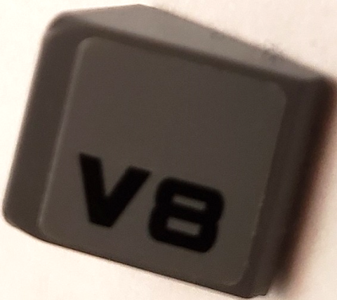 Slope 30 1 x 1 x 2/3 with Black 'V8' Pattern Model Right Side (Sticker) - Set 8154