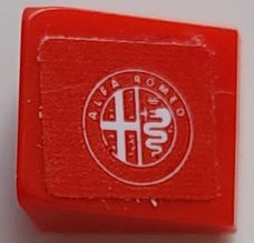 Slope 30 1 x 1 x 2/3 with White Alfa Romeo Logo on Red Background Pattern Model Left Side (Sticker) - Set 75879