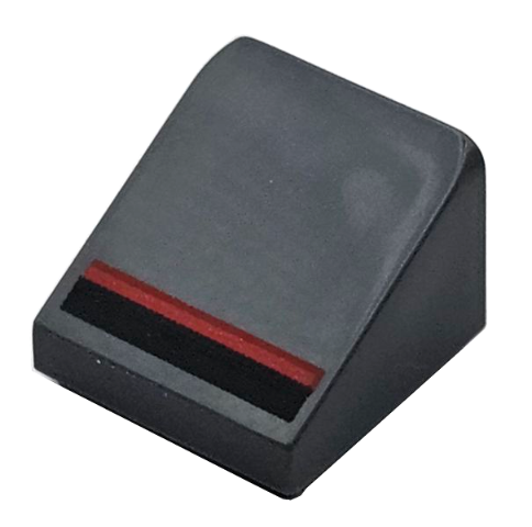 Slope 30 1 x 1 x 2/3 with Black and Red Stripes Pattern