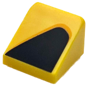 Slope 30 1 x 1 x 2/3 with Black and Bright Light Orange Curved Triangle / Vent Pattern Model Left Side