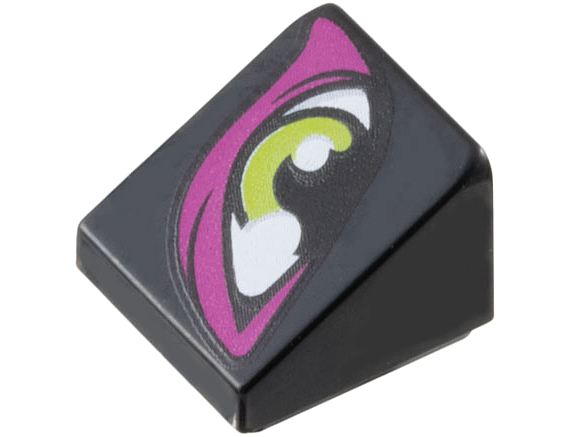 Slope 30 1 x 1 x 2/3 with Lime Eye with Magenta Eye Shadow Pattern