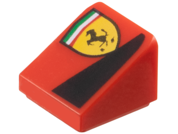 Slope 30 1 x 1 x 2/3 with Ferrari Logo and Black Triangle Pattern Model Left Side