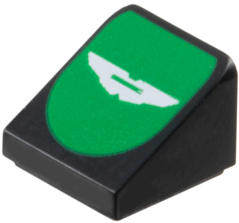 Slope 30 1 x 1 x 2/3 with White Aston Martin Logo on Green Background Pattern