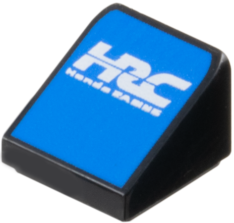 Slope 30 1 x 1 x 2/3 with White Stylized 'HRC' and 'Honda RACING' on Blue Background Pattern