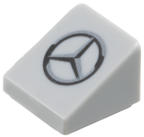Slope 30 1 x 1 x 2/3 with Black and Dark Silver Mercedes-Benz Logo Pattern